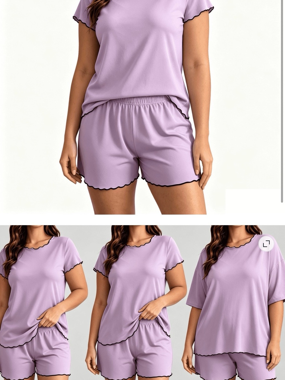 Lavender and Pin Short Sleeve Satin-Soft Sleep Sets- Women's Lounge Pajama Sets
